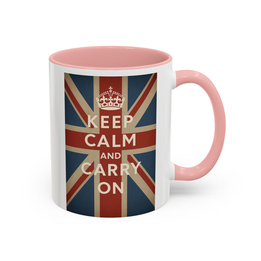 Mug Keep Calm and Carry On – Tasse Union Jack rétro British avec couronne