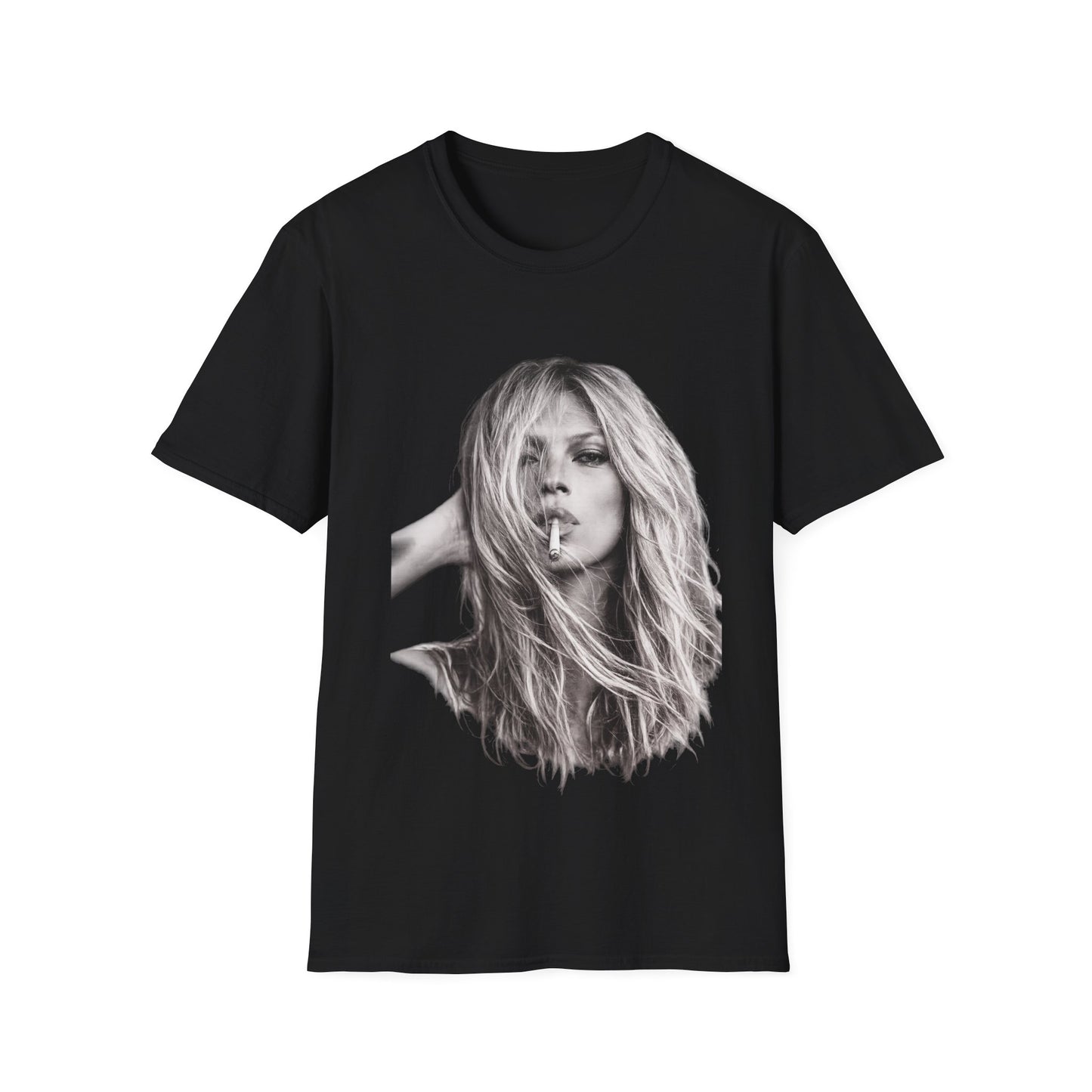 Kate Moss T-Shirt Unisex – Ikonisches Schwarz-Weiß Porträt Print, Fashion Kult Statement Shirt für Fans
