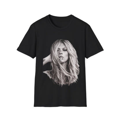 Kate Moss T-Shirt Unisex – Ikonisches Schwarz-Weiß Porträt Print, Fashion Kult Statement Shirt für Fans