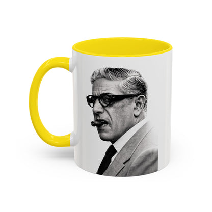 Aristoteles Onassis Kaffeetasse – Schwarz-Weiß Porträt mit Zigarre & Brille | Bunte Tasse für Geschichts- & Stil-Fans