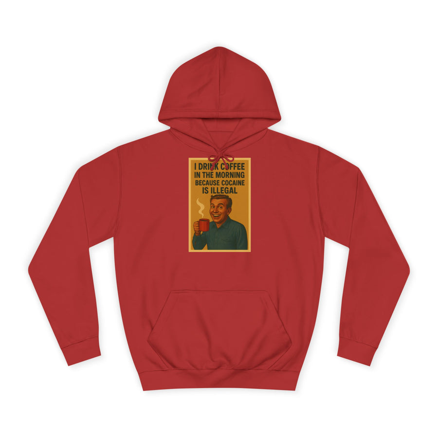 True Insights I Drink Coffee Because Cocaine Is Illegal Hoodie – Retro-Motiv für Kaffee-Liebhaber in Fire Red