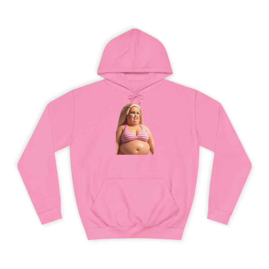 True Insights Genervte Blondine Hoodie – Lustiges Statement-Motiv mit Bikini-Puppe in Candyfloss Pink