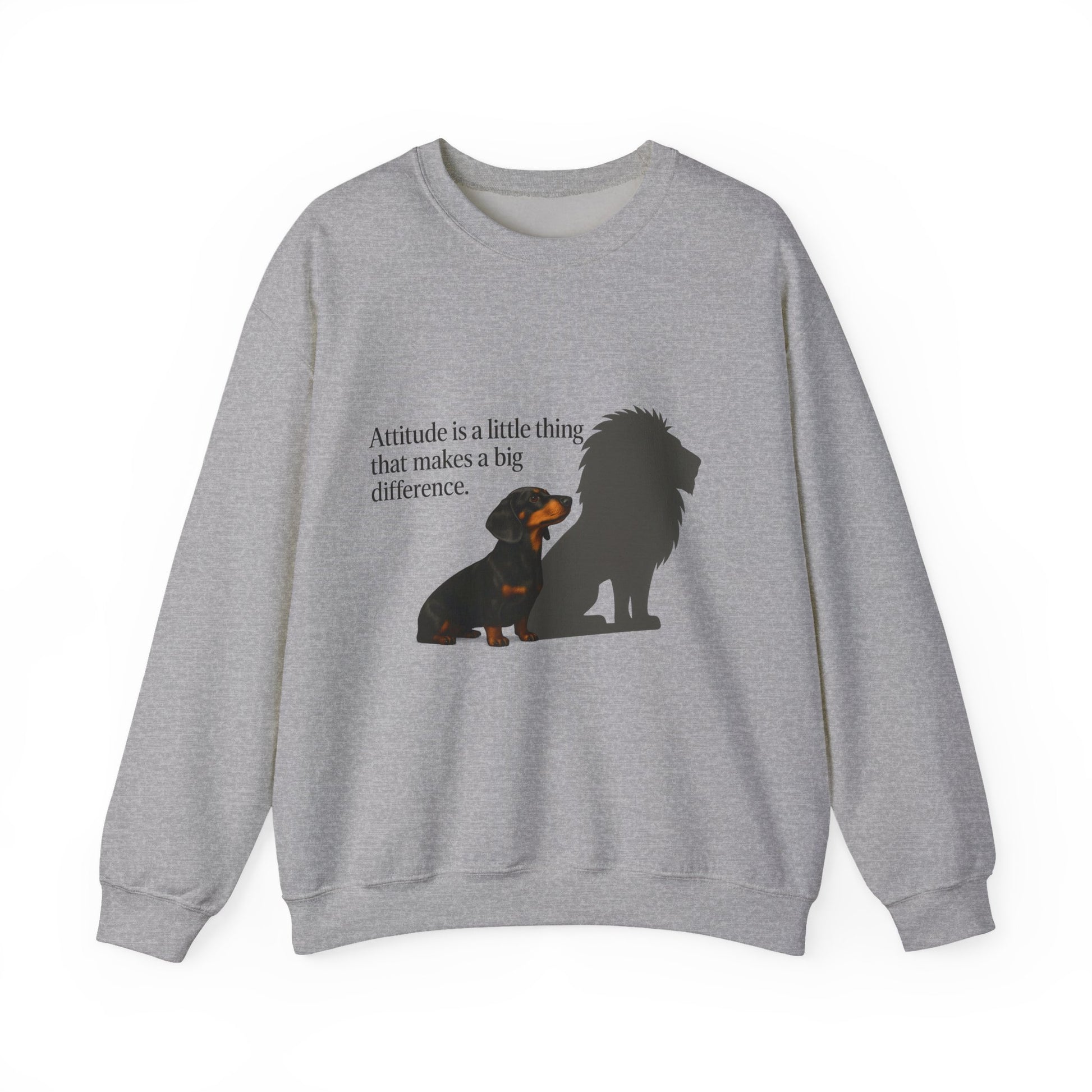 Inspirierendes Sweatshirt – Dackel mit Löwenschatten „Attitude“ – Lustiges Sweatshirt | True Insights – Bild 1