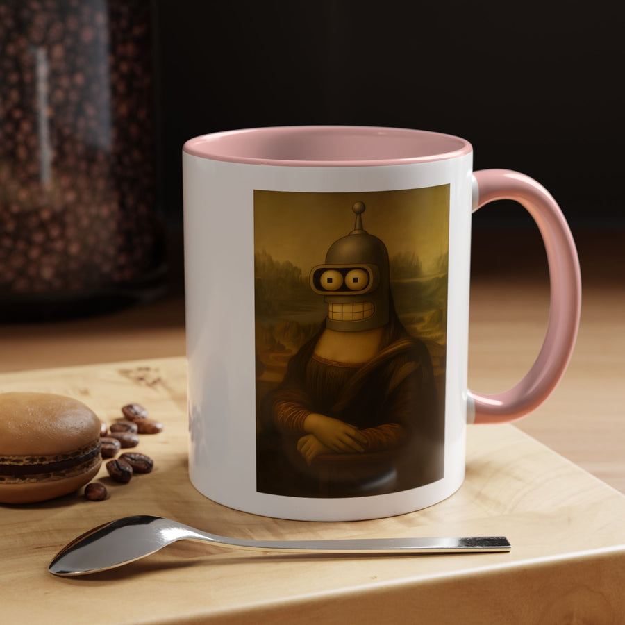 True Insights Tasse Bender Mona Lisa Roboter Motiv beim Kaffeegenuss