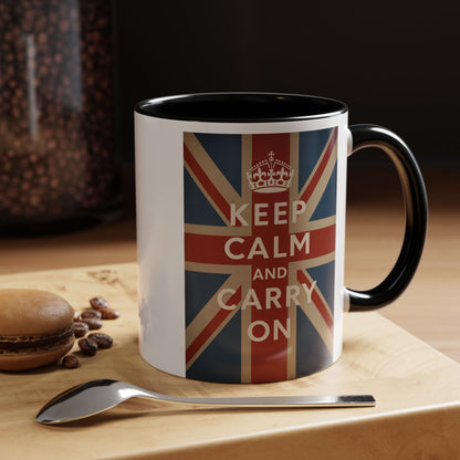 Mug Keep Calm and Carry On – Tasse Union Jack rétro British avec couronne