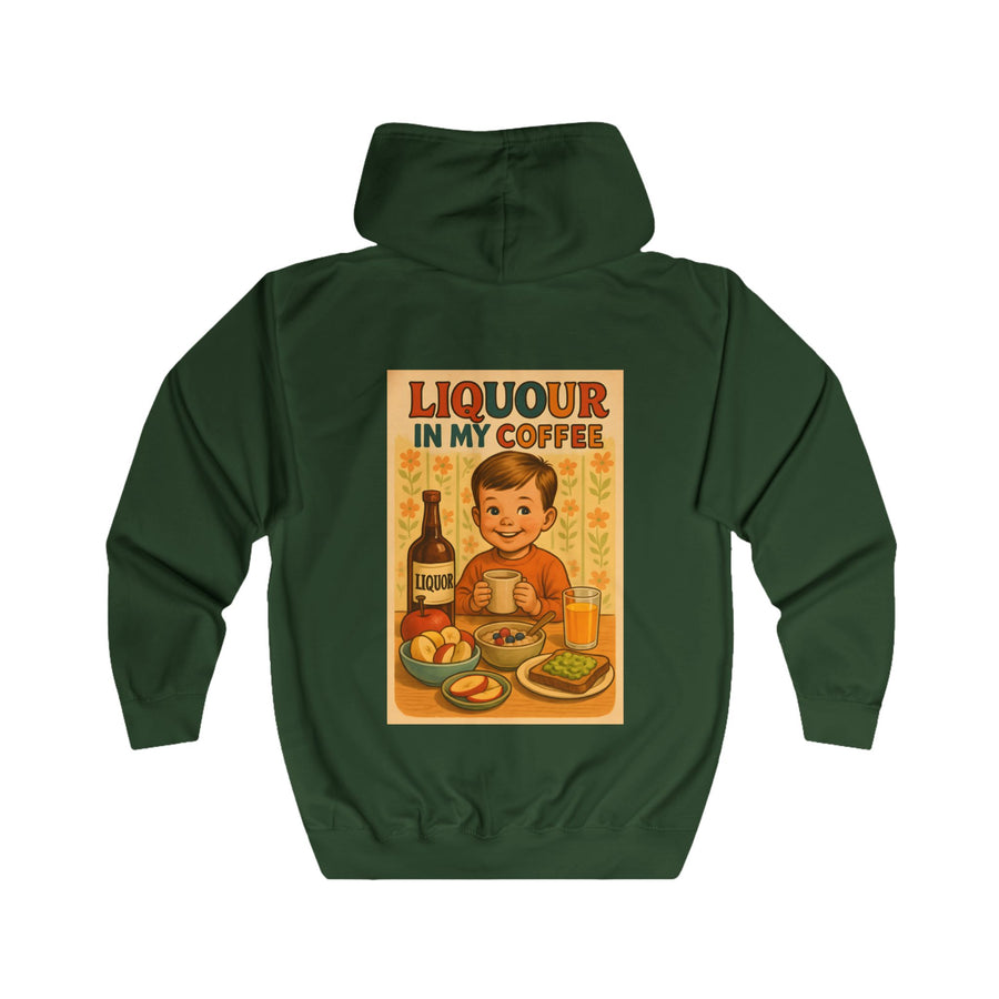 True Insights Liquor in My Coffee Zip-Hoodie – Retro-Motiv mit Humor für Kaffeetrinker
