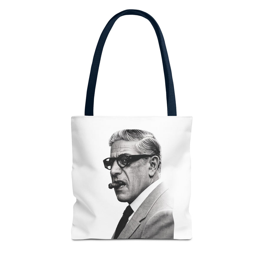 Tote Bag Portrait Aristote Onassis – Icône Vintage Noir & Blanc au Cigare, Sac en Polyester pour Amateurs de Style