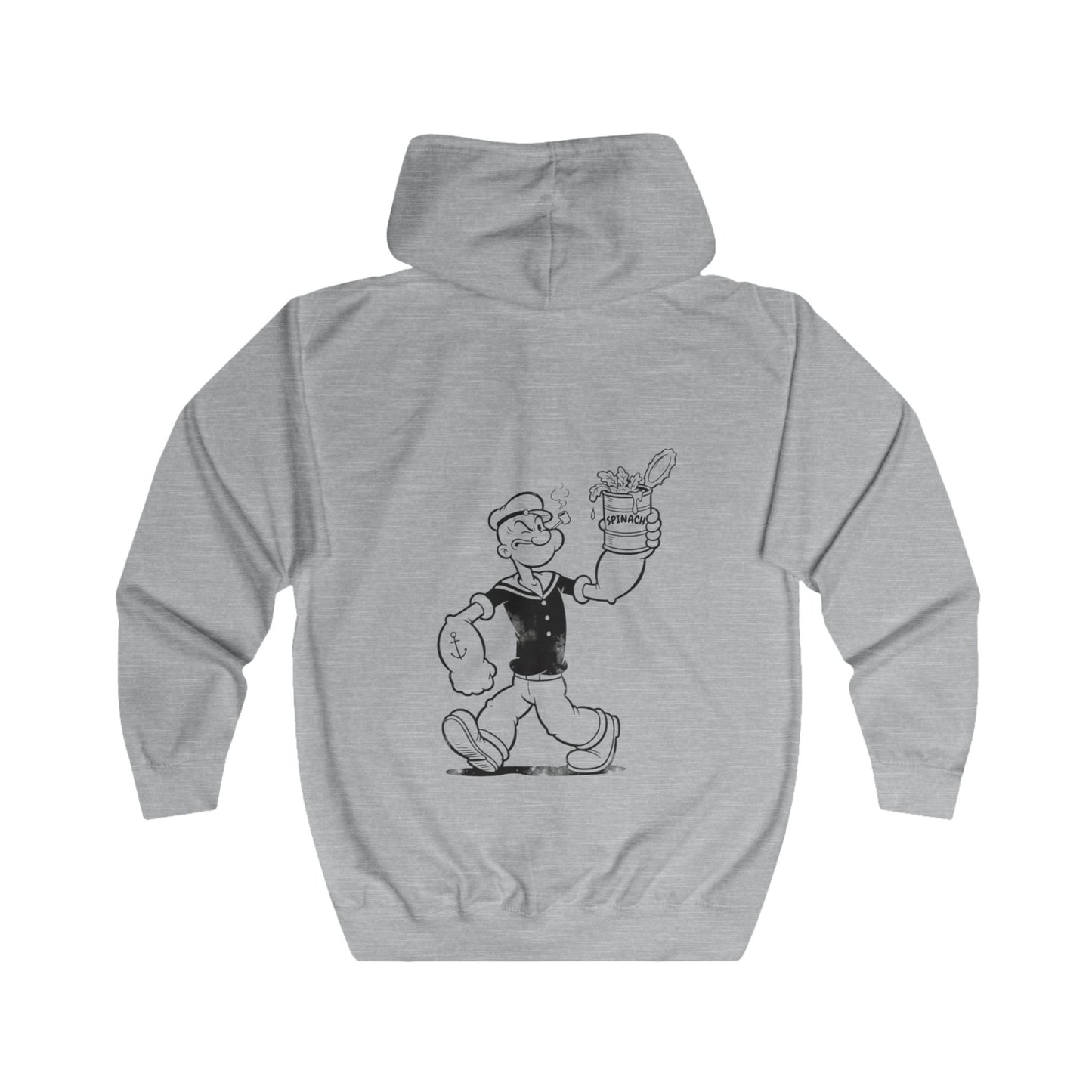 Popeye Spinat Dose Zip Hoodie – Comic Kult Retro Sailor Kapuzenjacke für Cartoon-Fans