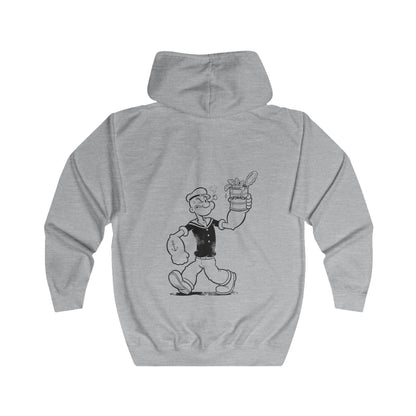 Popeye Spinat Dose Zip Hoodie – Comic Kult Retro Sailor Kapuzenjacke für Cartoon-Fans