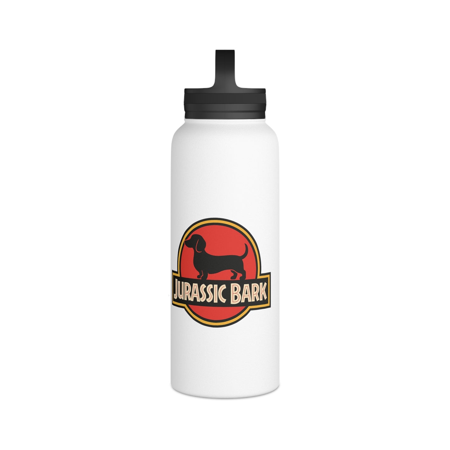 Jurassic Bark Edelstahl Trinkflasche - Dackel Design, Isolierte Wasserflasche mit Griffdeckel, Lustiges Geschenk für Hundeliebhaber & Dackelbesitzer