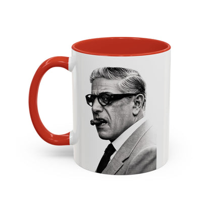 Aristoteles Onassis Kaffeetasse – Schwarz-Weiß Porträt mit Zigarre & Brille | Bunte Tasse für Geschichts- & Stil-Fans