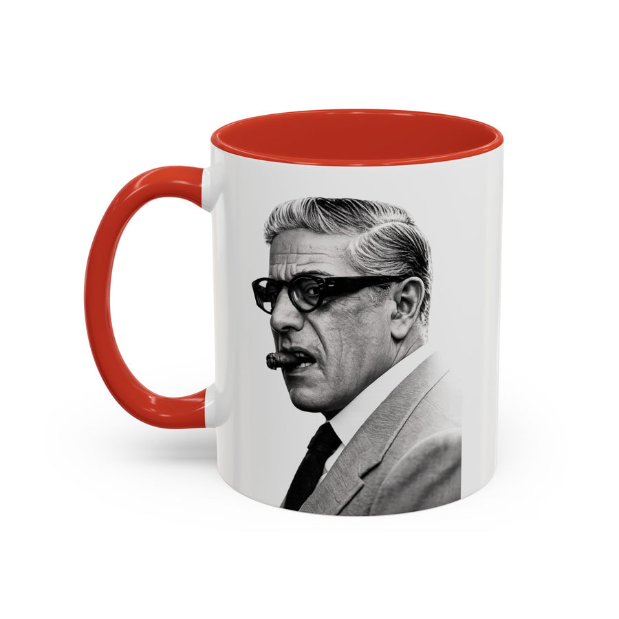 Mug Aristoteles Onassis – Portrait noir & blanc avec cigare & lunettes | Mug coloré pour fans d'histoire & de style