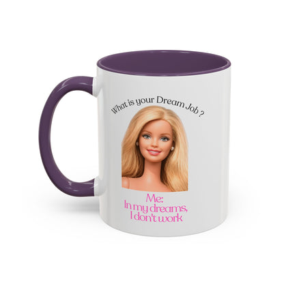 Lustige Tasse "In my dreams I don't work" - Witziger Spruch Kaffeebecher als Geschenk für faule Tage & Arbeitsmuffel