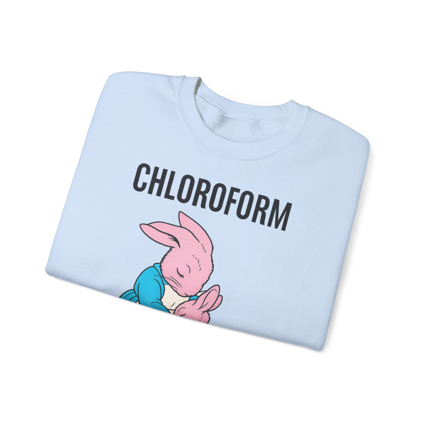 „CHLOROFORM“ – Retro-Sweatshirt mit Hasen und bösem Twist – Freches Satire-Design für mutige Statements | True Insights