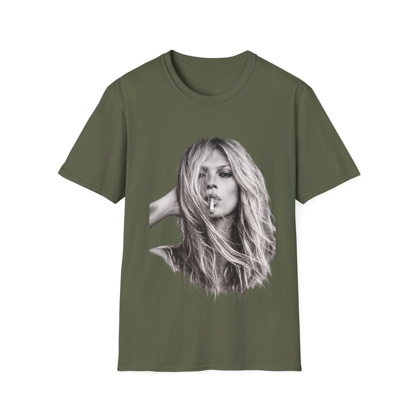 Kate Moss T-Shirt Unisex – Ikonisches Schwarz-Weiß Porträt Print, Fashion Kult Statement Shirt für Fans