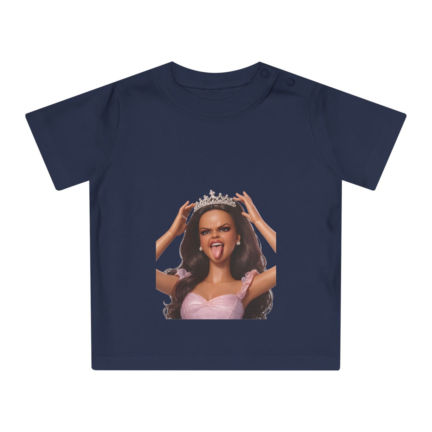 Barbicore Baby T-Shirt – Freche Prinzessin mit Krone & Zunge raus | Lustiges Diva-Motiv für Babys & Kleinkinder