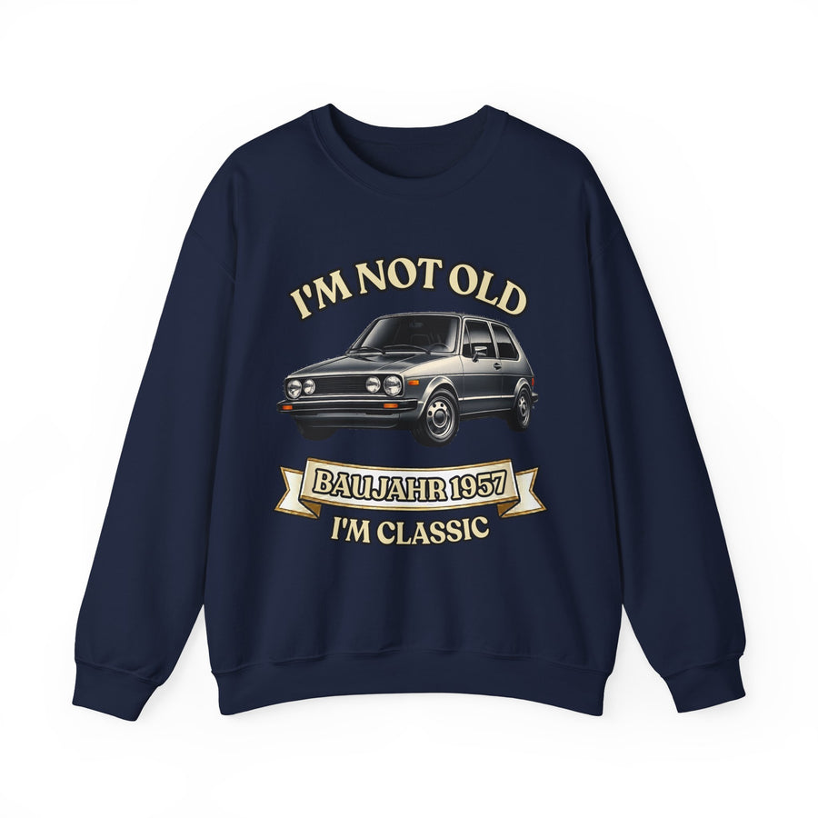 True Insights Geschenk zum 70. Geburtstag – Pullover Jahrgang 1957 VW Golf | Sweatshirt in Navy