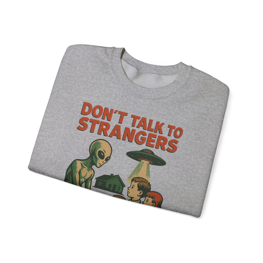 True Insights Don't Talk to Strangers Alien Sweatshirt – Lustiges Retro-UFO-Motiv