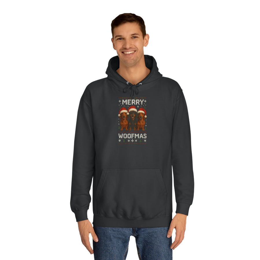 True Insights Merry Woofmas Dackel Hoodie – Lustiges Weihnachtsmotiv mit drei Dackeln