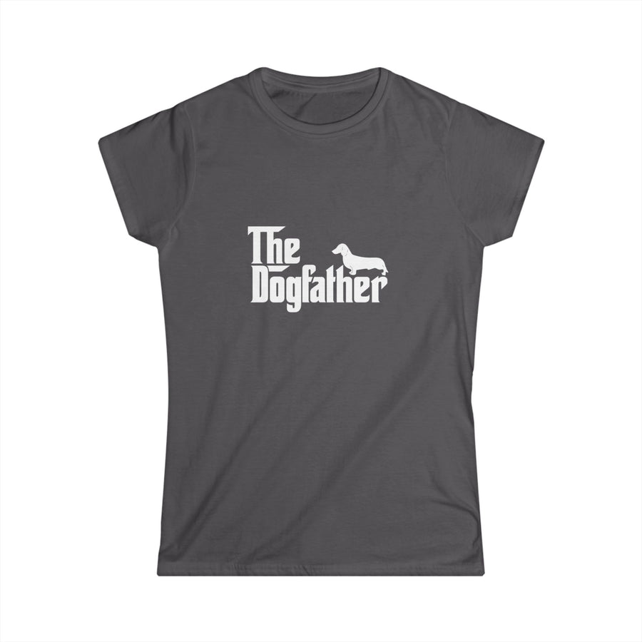 True Insights Damen T-Shirt Dackel Dogfather satirisches Hunde-Motiv in Charcoal