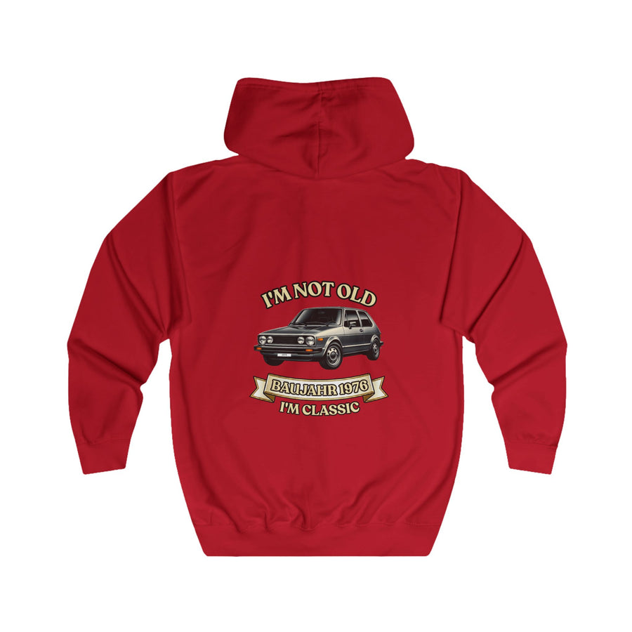 Born in 1976 Zip Hoodie – 50th Birthday Gift | Classic Car