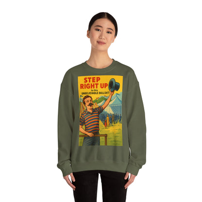 Sweatshirt – Step Right Up Sweatshirt – Vintage Zirkus-Motiv mit Satire | Unisex Retro Pullover | True Insights Design mit Humor