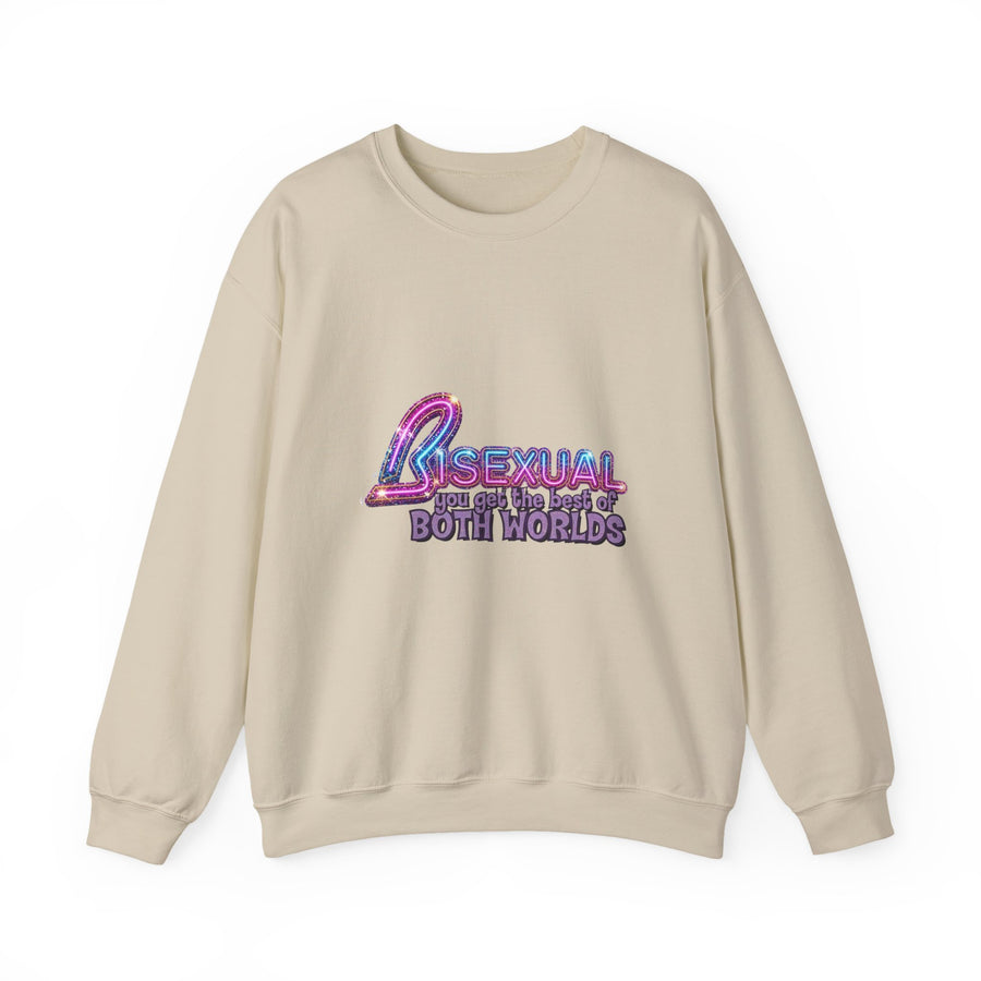 Bisexual – Best of Both Worlds Sweatshirt – Glittermotief voor Bi Pride en Pride