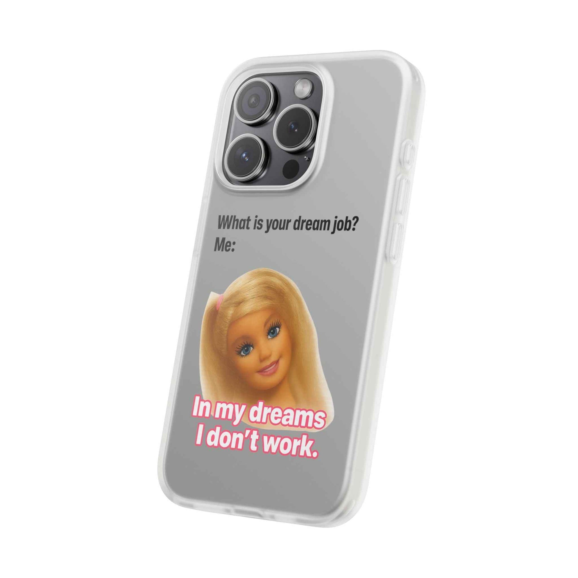 Traumjob Handyhülle – Satirische Anti-Work Phone Case mit Puppen-Illustration