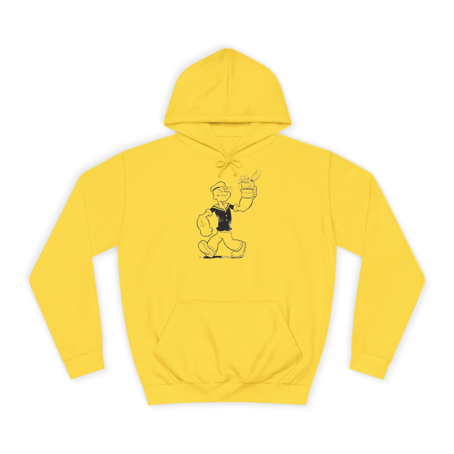 True Insights Hoodie Popeye Spinat Dose Comic Motiv Kapuzenpullover in Sun Yellow für Retro Liebhaber