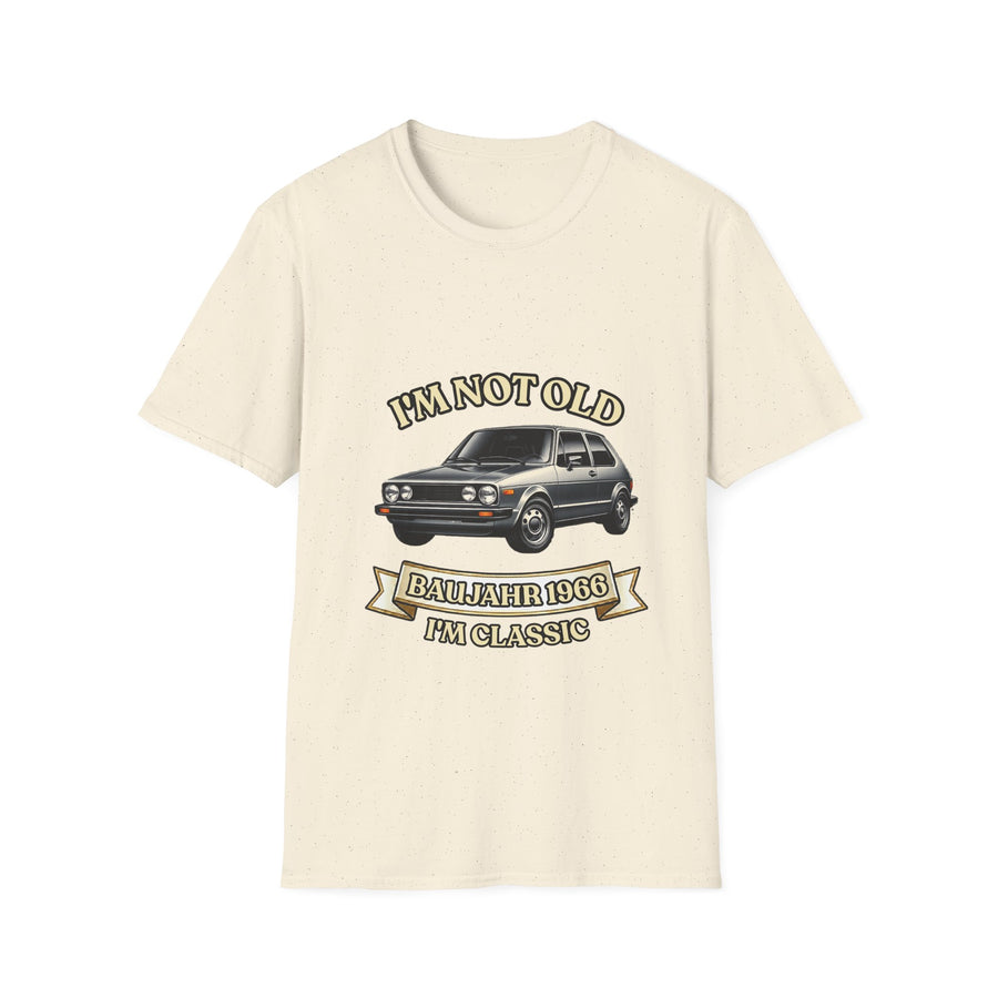Geschenk zum 60. Geburtstag – T-Shirt Jahrgang 1966 VW Golf – Natural – Vorderseite