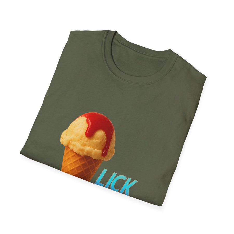 True Insights Lick Me T-Shirt Detailansicht des frechen Eis Prints