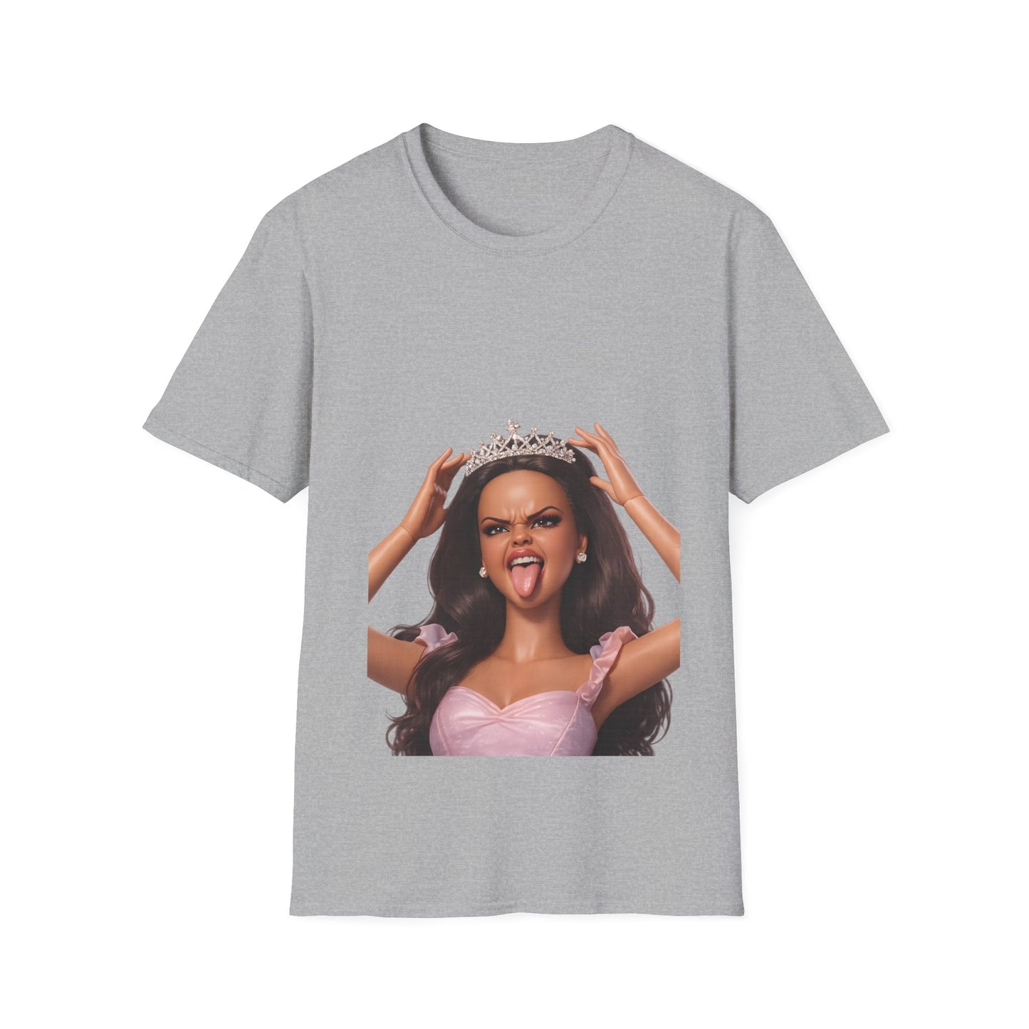 Barbicore T-Shirt Unisex – Freche Puppen-Prinzessin mit Krone & Zunge raus, Pink Aesthetic Statement Shirt