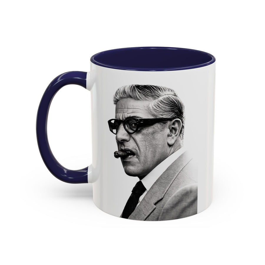 Mug Aristoteles Onassis – Portrait noir & blanc avec cigare & lunettes | Mug coloré pour fans d'histoire & de style