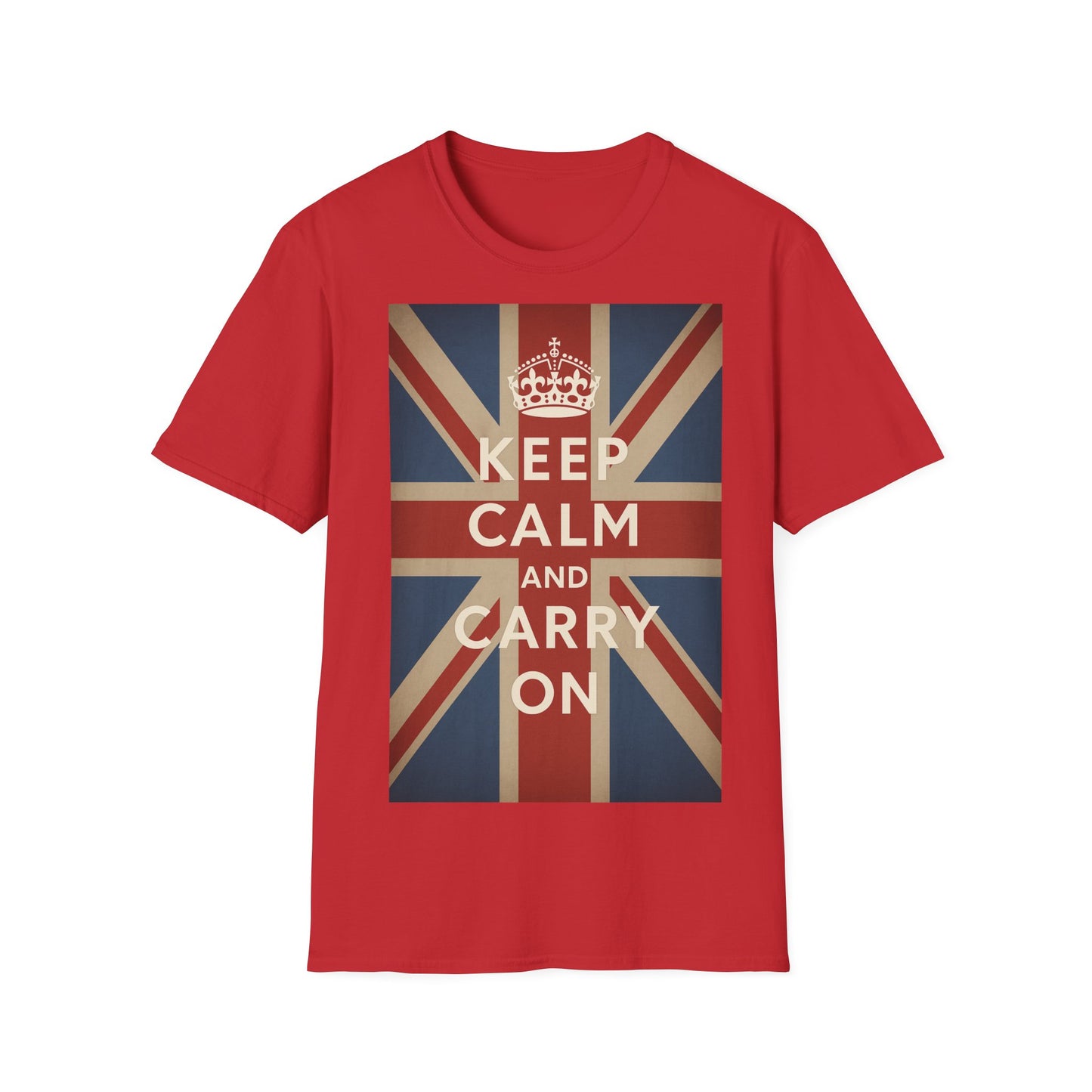 True Insights T-Shirt Keep Calm and Carry On Union Jack Vintage in Rot, britische Flagge, Unisex Geschenk