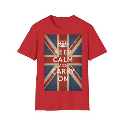 True Insights T-Shirt Keep Calm and Carry On Union Jack Vintage in Rot, britische Flagge, Unisex Geschenk