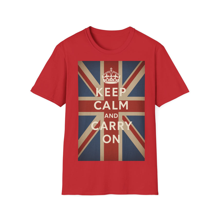 True Insights T-Shirt Keep Calm and Carry On Union Jack Vintage in Rot, britische Flagge, Unisex Geschenk