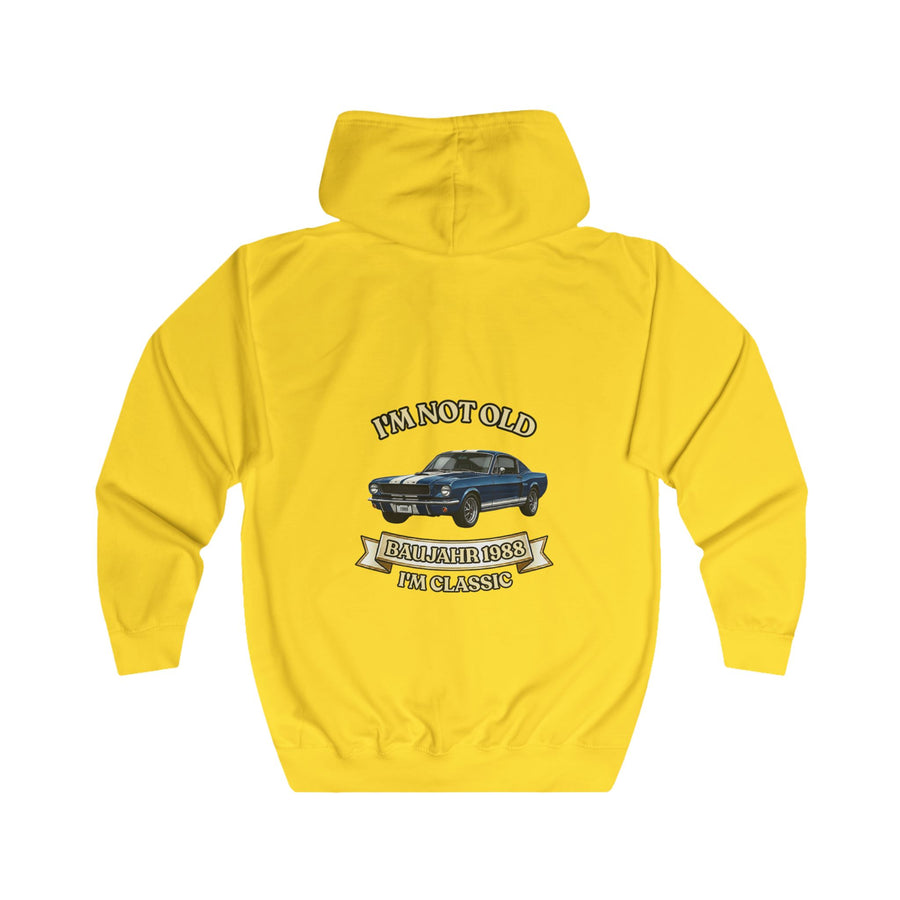 Geschenk zum 38. Geburtstag – Sweatjacke Jahrgang 1988 Muscle Car – Sun Yellow – Rückenansicht