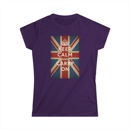 Keep Calm and Carry On Dames Shirt – Union Jack Kroon Vintage Brits Engeland Retro T-Shirt