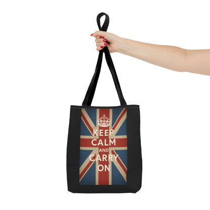 Keep Calm and Carry On Tote Bag – Union Jack Stoffen Tas met Kroon, Brits Kultmotief, Cadeau voor UK-Fans