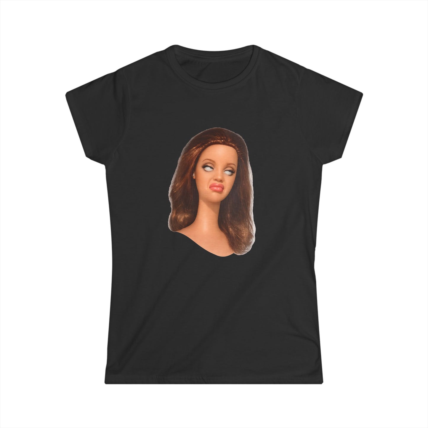 Damen T-Shirt lustiges Puppen-Meme Gesicht – Sassy Diva Print, ironisches Statement Shirt für Frauen, perfekt als Geschenk