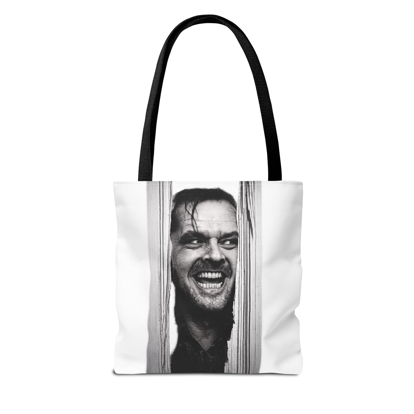 The Shining Tote Bag – Jack Torrance Jack Nicholson Kult-Horror Motiv – Schwarz-Weiß Stofftasche für Filmfans & Horror-Liebhaber