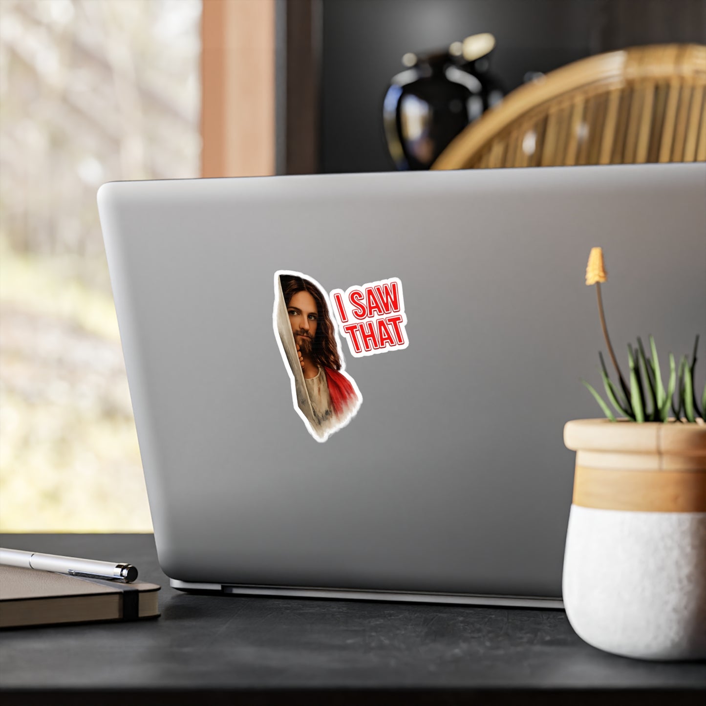 I SAW THAT Jesus Sticker – Lustiger Meme Aufkleber, christlicher Humor, witziges Geschenk für Gläubige & Meme-Fans