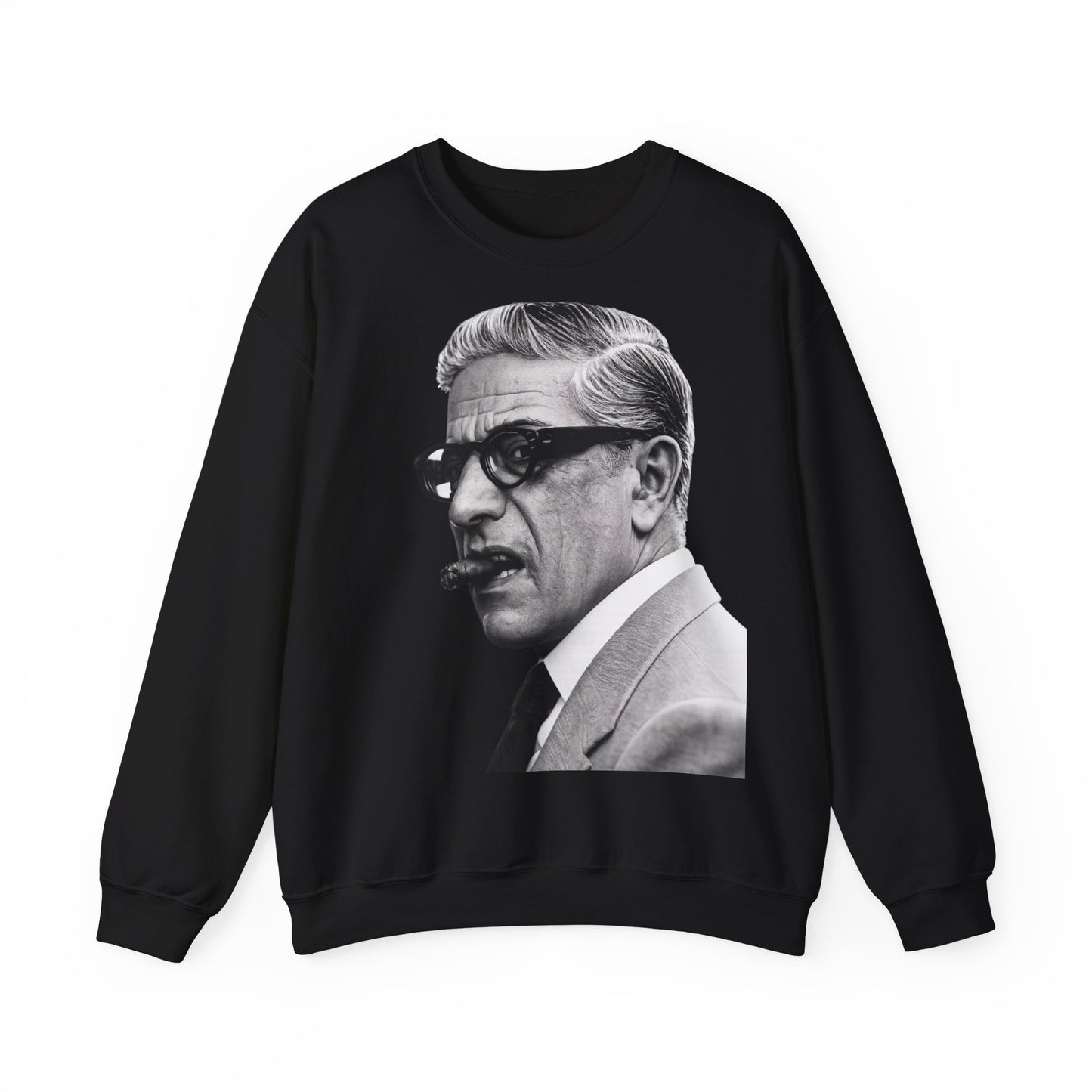 Aristoteles Onassis Sweatshirt – Schwarz-Weiß Porträt mit Zigarre & Brille | Vintage Legenden Pullover Herren Damen