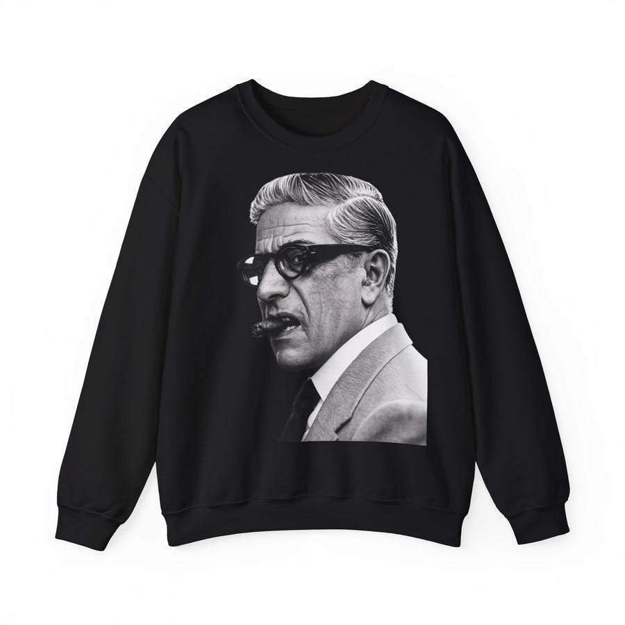 True Insights Sweatshirt Aristoteles Onassis Schwarz-Weiß Porträt in Schwarz, Vintage Legenden Pullover Herren Damen