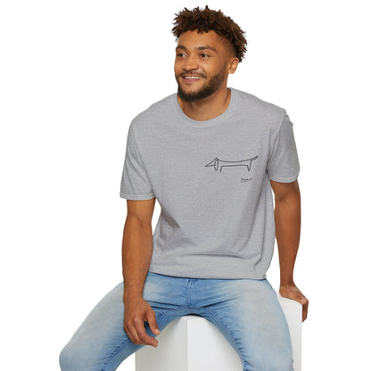 Picasso Dackel T-Shirt – Minimalistische Hundelinie mit Kultfaktor - kleines Motiv