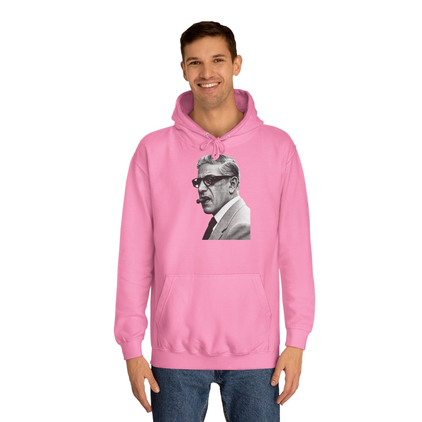 Aristoteles Onassis Hoodie – Ikonisches Portrait mit Zigarre & Brille | Vintage Schwarz-Weiß Kult Kapuzenpullover