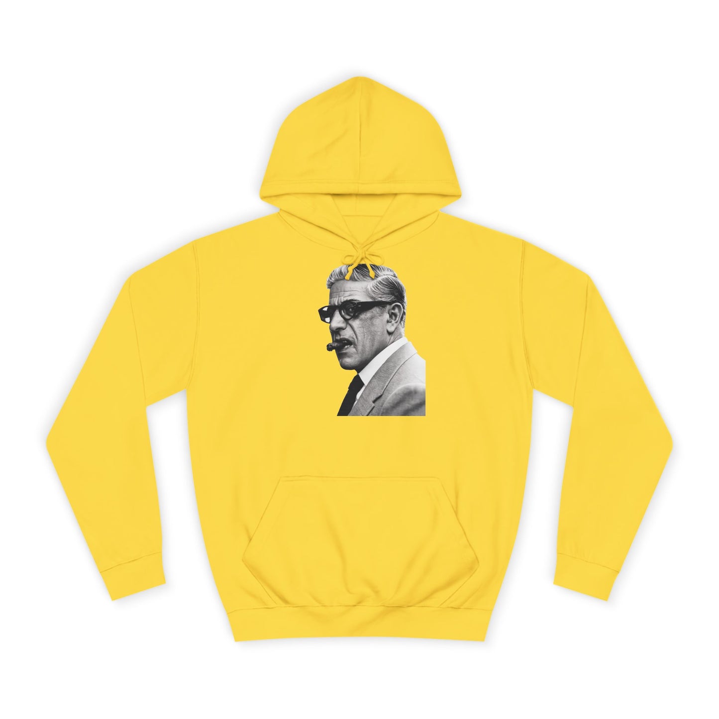 Aristoteles Onassis Hoodie – Ikonisches Portrait mit Zigarre & Brille | Vintage Schwarz-Weiß Kult Kapuzenpullover