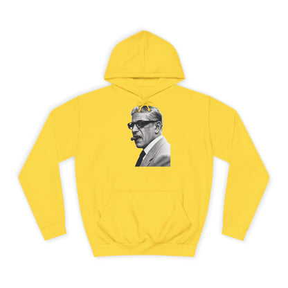Aristoteles Onassis Hoodie – Ikonisches Portrait mit Zigarre & Brille | Vintage Schwarz-Weiß Kult Kapuzenpullover