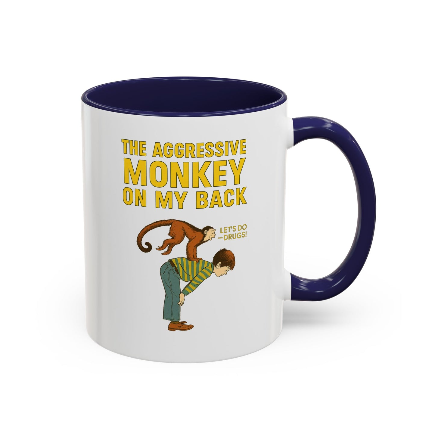 Aggressive Monkey On My Back Tasse - Lustiger Affe Retro Vintage Kaffeebecher mit Spruch | Witziges Geschenk für Humor-Fans