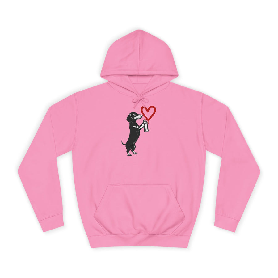 True Insights Dackel mit Sprühdose Hoodie – Street-Art-Graffiti-Motiv mit Herz